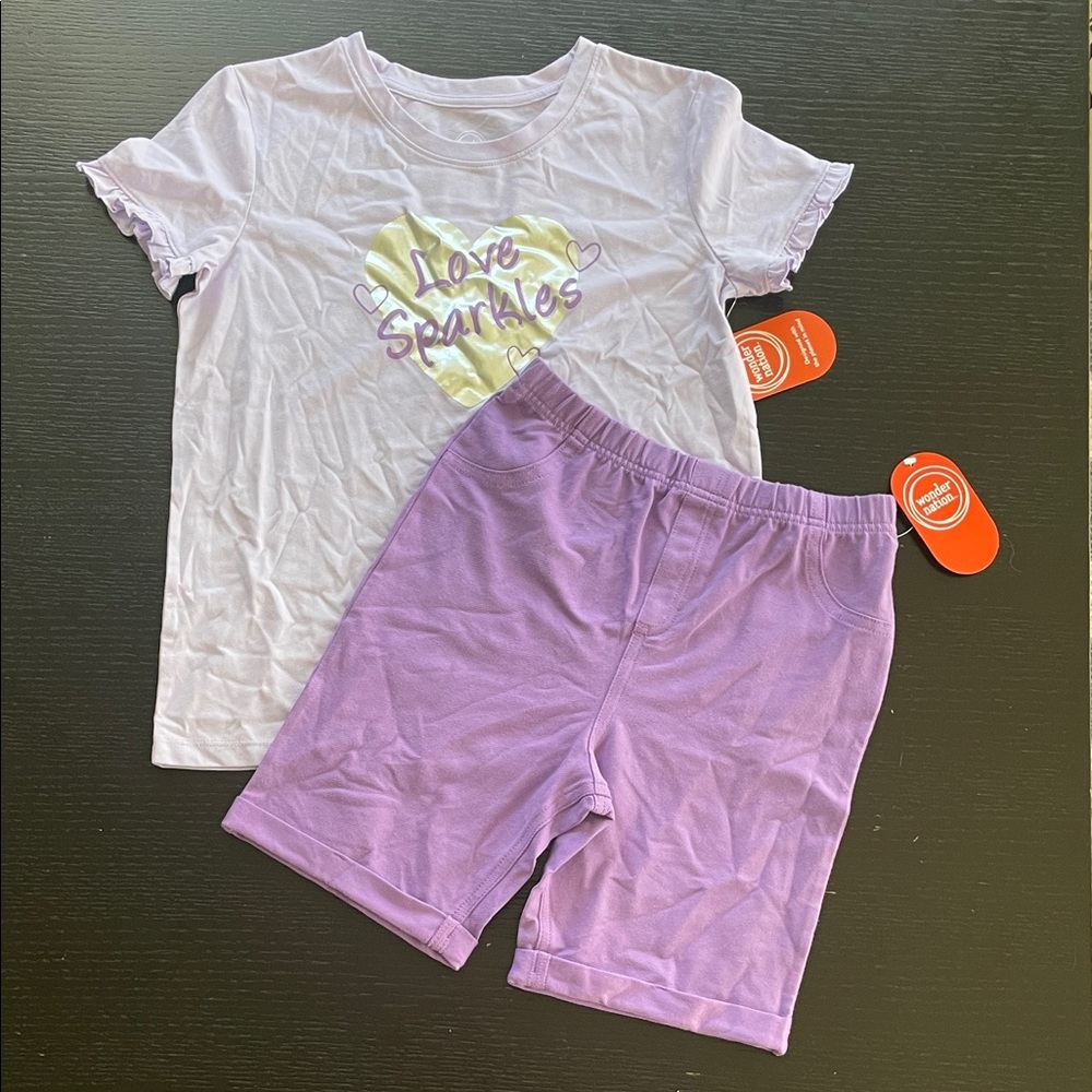 Purple Love Sparkles T-Shirt and Shorts Set
